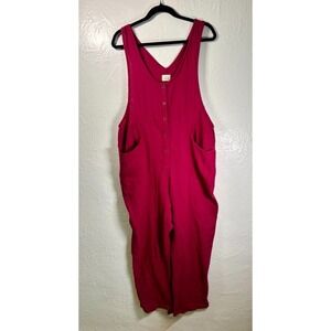 NWT Blue Buttercup 100% Cotton Pink Wide Leg Jumpsuit Size S Casual Preppy Indie
